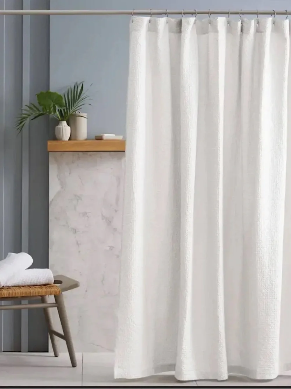 QUINCE Waffle Shower Curtain White 9065